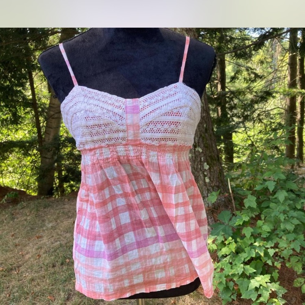 Volcom Pink and White Plaid Camisole
